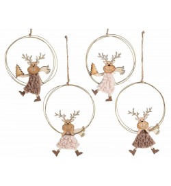 Decorazioni Natalizie da appendere con renne set da 8 addobbi