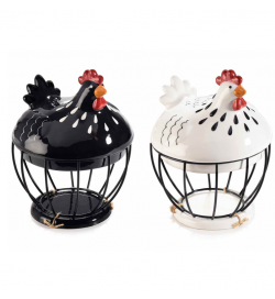 Set 2 Barattoli da Cucina a Forma di Gallinella Porta Capsule, Frutta, Uova