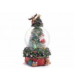 Carillon Natalizio a Forma di Palla di Neve con Babbo Natale, Albero e Renna con Suoni Natalizi Idea Regalo