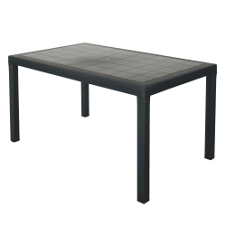 Tavolo da giardino rettangolare effetto rattan 150 x 90 centimetri antracite
