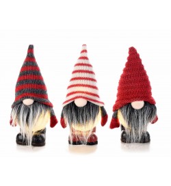 Pupazzetti di Babbo Natale con barba lunga e luci Led set da 6 decorazioni Natalizie da tavolo