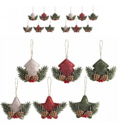 Set 12 Addobbi Natalizi in Stoffa Alberi e Stelle 13 cm