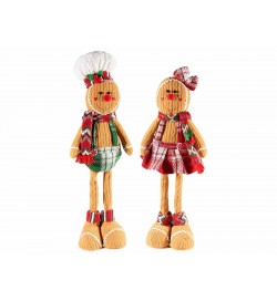 Omini Pan di Zenzero in Stoffa Imbottita - Set da 2 Decorazioni da Vetrina