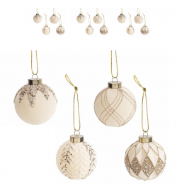 Set 12 palline per albero di Natale in finto vetro decorato – diametro 7,5 centimetri