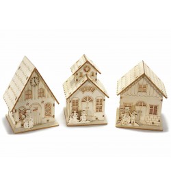 Casette Natalizie in Legno Luminose da Appoggiare per Casa, Presepe Set da 3