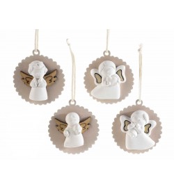 Decorazioni Natalizie da appendere per l'albero e la casa con angioletti in gesso set da 48 pezzi