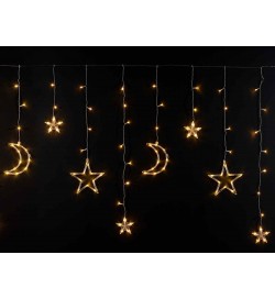 Cascata di Luci di Natale con Stelle e Luna Uso Interno ed Esterno