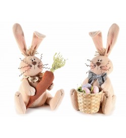 Conigli Pasquali in stoffa imbottita con carote e uova idea regalo bambini 2 pezzi