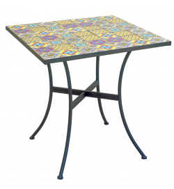 Tavolo bar e giardino quadrato in metallo con top in mosaico 70x70 cm