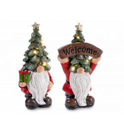 Gnomi Natalizi con luci Led, decorazione da appoggiare - Set da 2 statuine