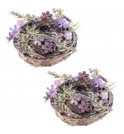 Set 2 Centrotavola con Portacandela Stile Lavanda