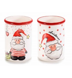 Barattoli Natalizi in ceramica decorata con Babbo Natale