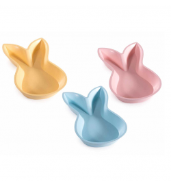 Vassoi Pasquali a Forma di Coniglietti in Legno Colorato, 6 Pezzi