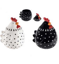 Barattoli da Cucina in Ceramica a Forma di Gallina 2 Pezzi