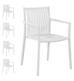 Set 4 sedie da esterno bianche con braccioli, bar, ristoranti, giardino