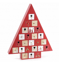 Calendario dell’Avvento in legno a forma di albero con 24 cassettini
