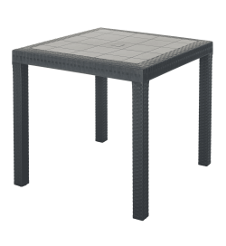 Tavolo da giardino quadrato effetto rattan 80 x 80 centimetri antracite