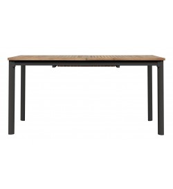 Tavolo da giardino in alluminio nero e piano in teak allungabile da 1,5 a 2,1 metri