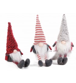 Pupazzetti Babbi Natale decorativi in panno con gambe lunghe set da 3 pezzi