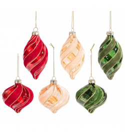 Palline per albero di Natale in vetro e velluto - 12 pezzi, diametro 6,5 cm