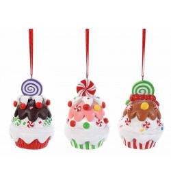 Palline per albero di Natale a forma di cupcake set da 6 decorazioni Natalizie da appendere