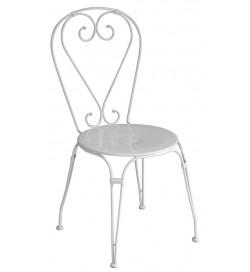 Set 4 sedie da giardino Shabby Chic in ferro bianco avorio con cuscini
