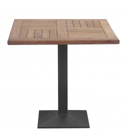 Tavolo quadrato in legno teak e ghisa per bar, ristoranti, giardino 80x80 cm