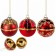 Set 12 Palline di Natale Apribili in Vetro Rosso e Oro, foto del prodotto su fondo bianco