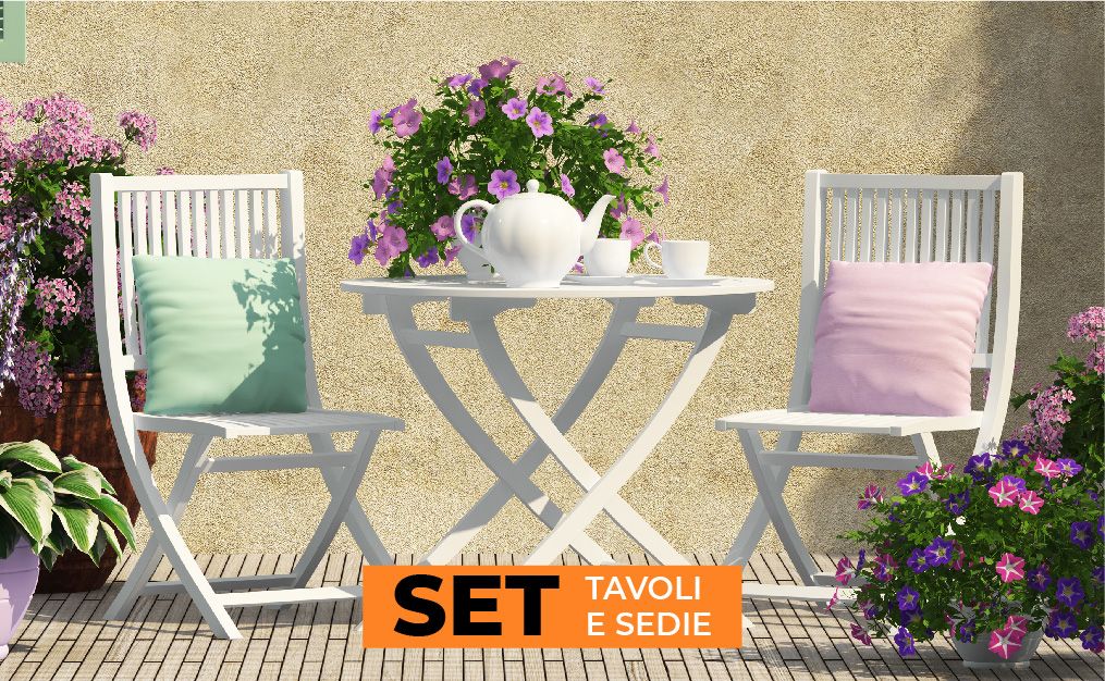 set tavolo e sedie da giardino